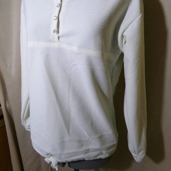 Lightweight 1/2 snap up Henley Top M Minty yellow Crew neck long sleeve Blouse - Picture 4 of 11